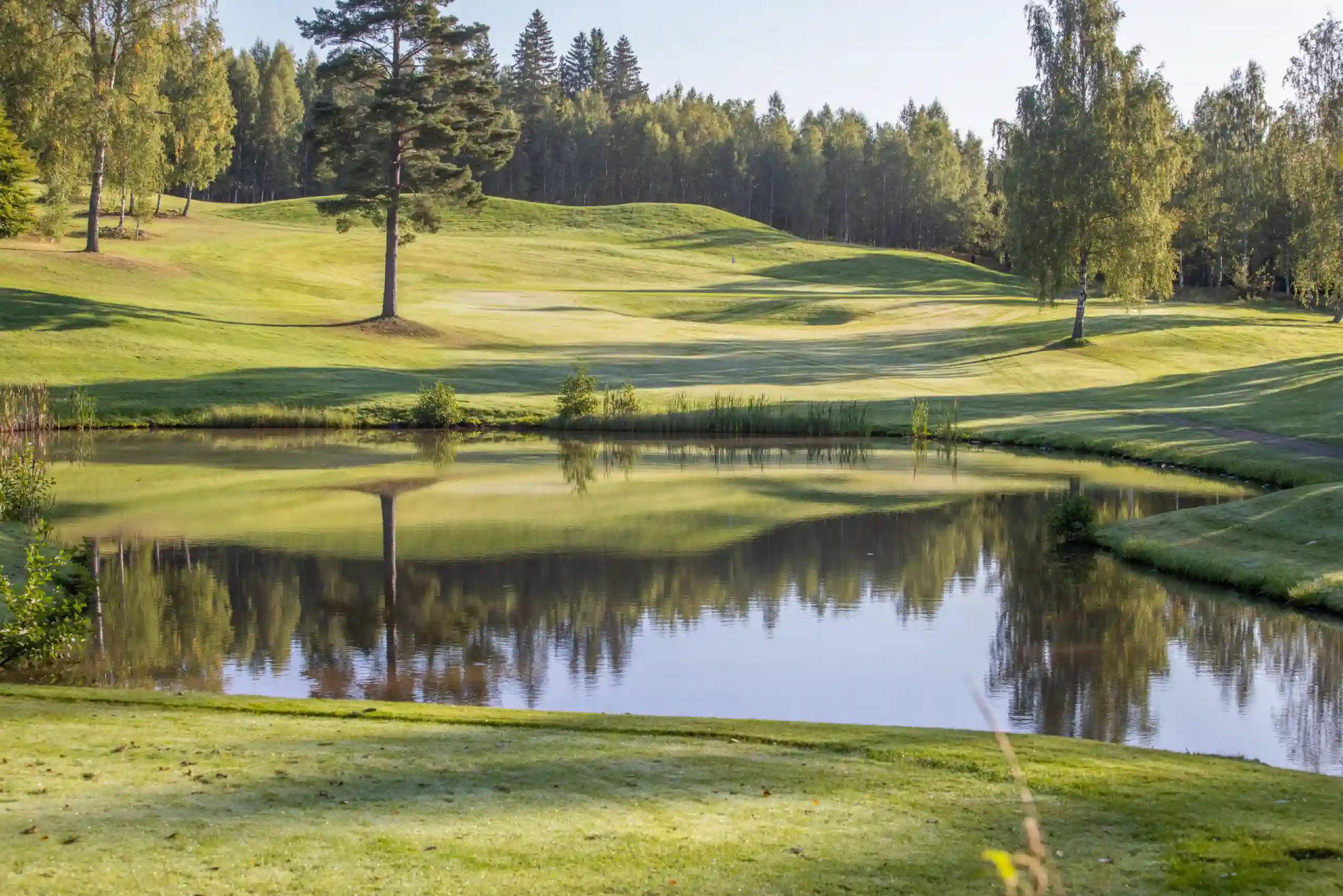 golfbana vid sjö