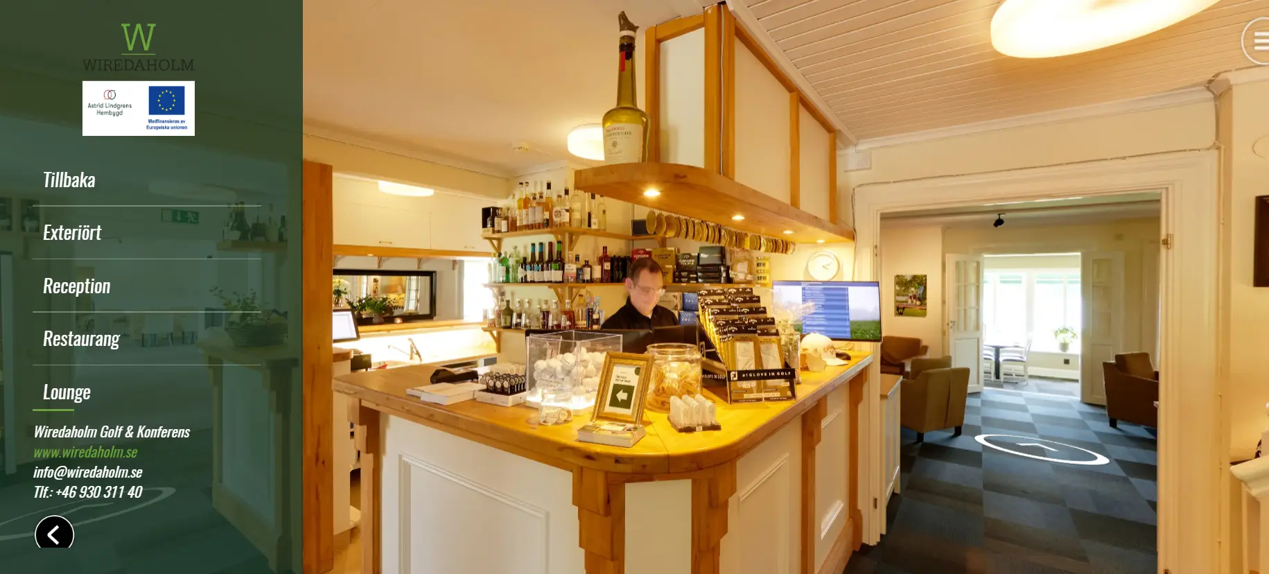 Företagsgolf - Virtuell bild över receptionen. På Wiredaholm är kundfokus vår prioritet. Nu kan besökare se vår anläggning innan sitt besök.
