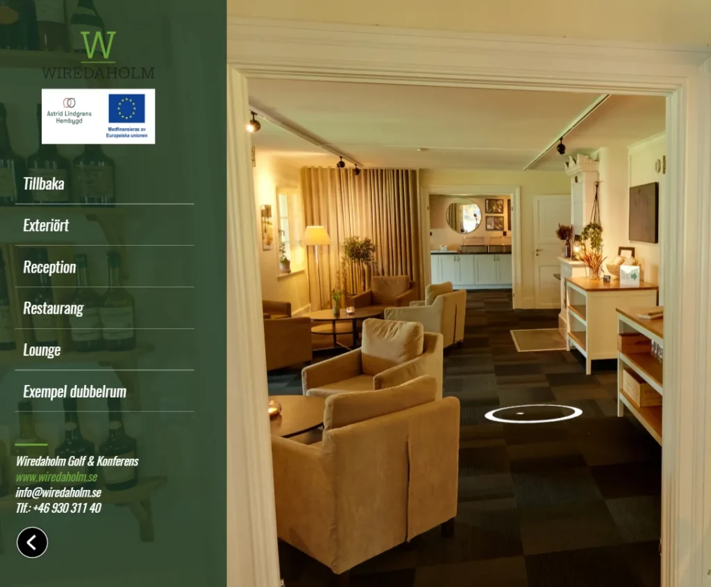 Golf & Boende - Virtuell genomgång av anläggningen- Wiredaholm ger nu en virtuell funktion som gör det möjligt för besökare att se sin konferensanläggning i småland innan sin bokaning! Mycket intressant och praktiskt för beökare!
