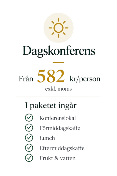 Dagskonferens från 582 kronor per person med lokal, fika och lunch.